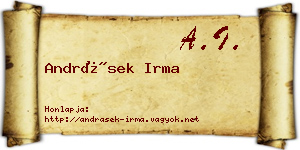 Andrásek Irma névjegykártya