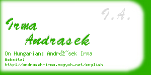irma andrasek business card
